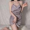 Frauen Sexy Dessous Erotische Low Cut Spitze Durchsichtige Nachtwäsche Porno Mesh Plissee Nachthemd Hängenden Hals Pyjamas Sex Kostüme