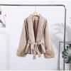 Lapel Tied Woolen Coat Women's Warm Comfortable Thick Cardigan Jacket Commute Retro Elegance Autumn/Winter 2025