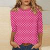 Women's O-neck 3/4 Sleeve Striped  Print Top