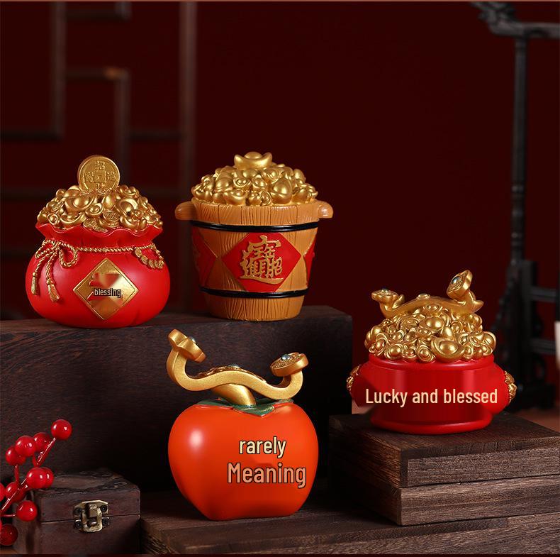 Fortune Piggy Bank: God of Wealth Pen Holder & Flower Arrangement - Lucky Bag Decor, Office Storage, New Year Gift
