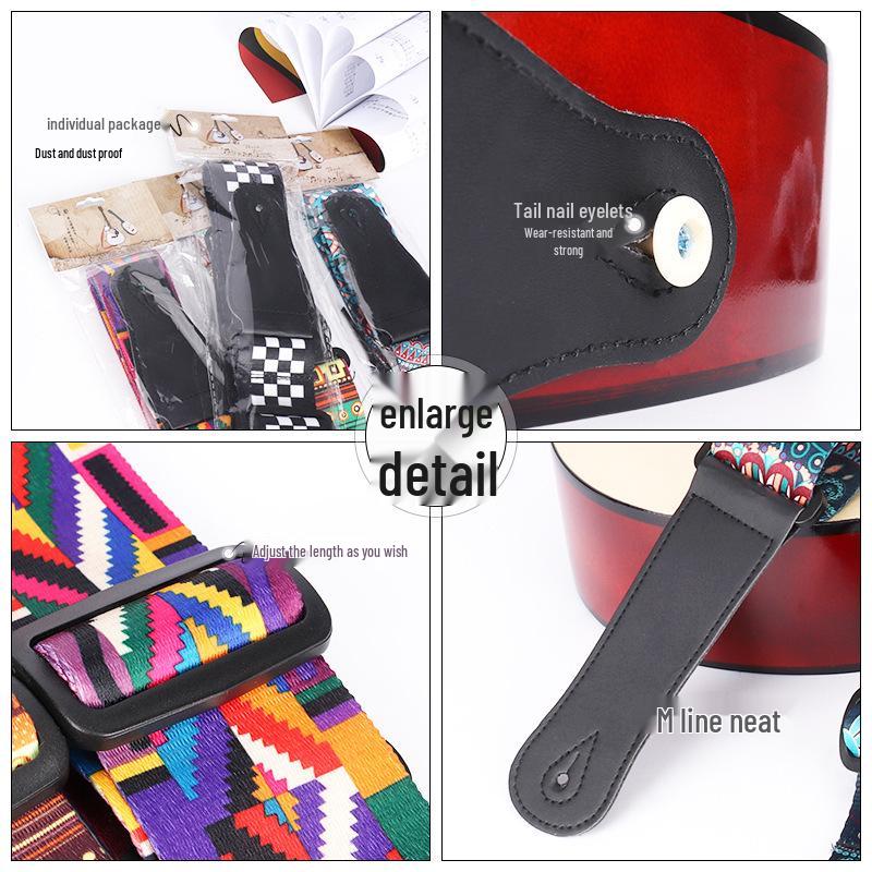 Ethnic Style Colorful Polyester Guitar Strap for Classical & Electric Guitars