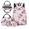 Floral Three-Piece Schoolbag Set: Casual Backpack with Insulated Companion, Large Capacity