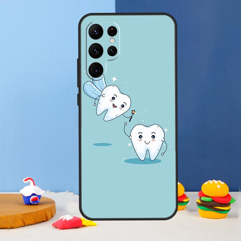 Cute Tooth Dentist Phone Case For Samsung Galaxy S25 Ultra S9 S10 S20 S22 S21 FE S23 Plus S24 Ultra Cover Coque