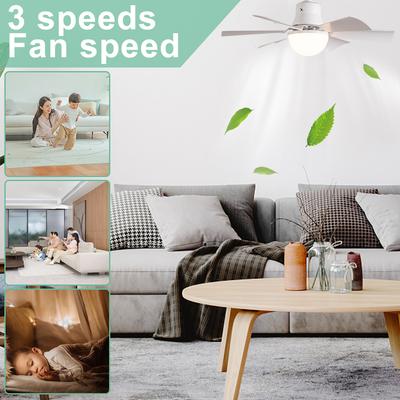 Deckenventilatorlampe mit Fernbedienung Timer Glühbirne Ventilator 3 Stufen Windgeschwindigkeit Kabelloser Ventilator Dimmbar für Wohnzimmer Schlafzimmer
