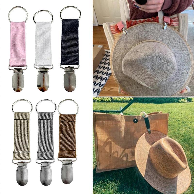 Travel Hat Clips Elastic Strap Hat Keeper Cap Clips Attacher Colorful Elastic Hat Clip for Baggage Scarf Outdoor Pink