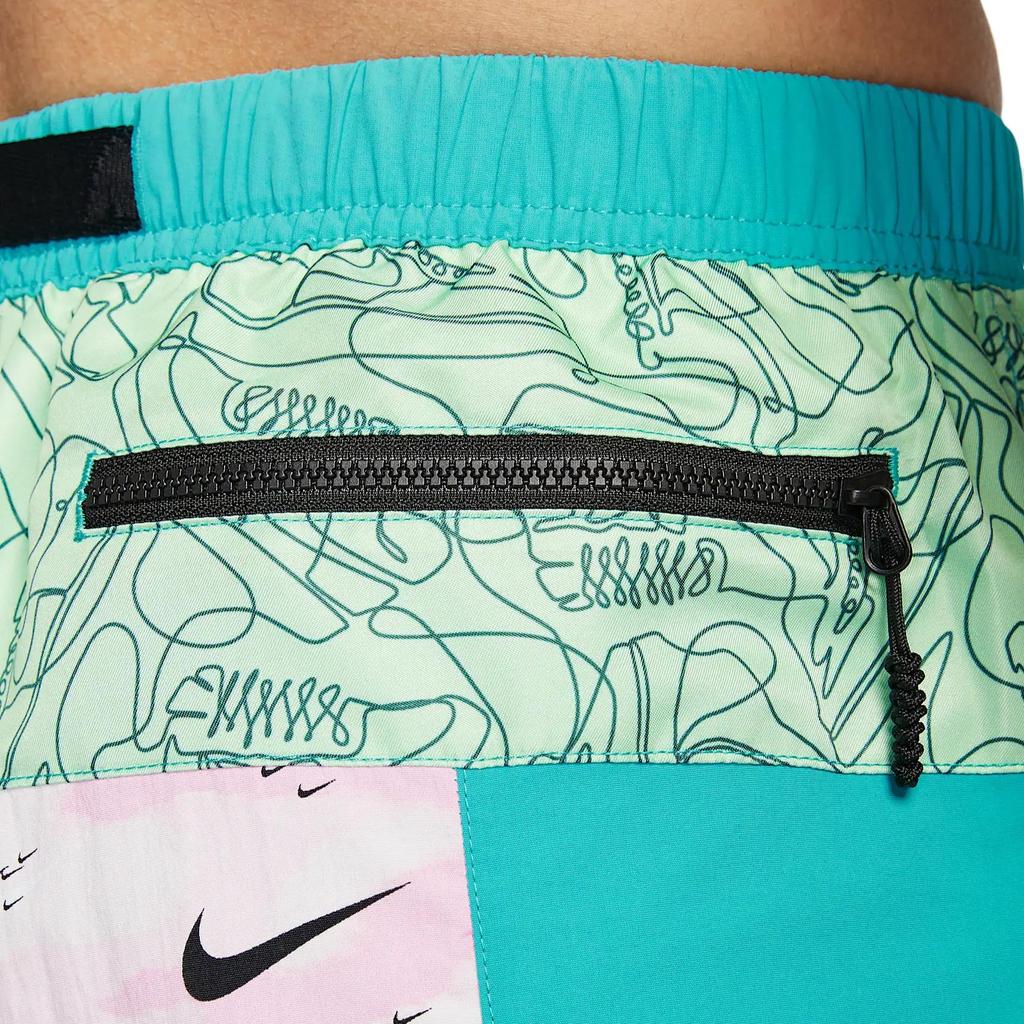 Nike Swim Voyage Pantaloncini Comodi Moda Versatile Casual Uomo Pantaloncini Verde Cactus Rosa Giocoso Azzurro Acqua FZ7373-343