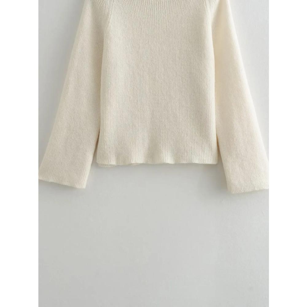 Women Fashion Solid Off Shoulder Sweater Long Sleeve Knitted Pullover Sweater Autumn and Winter Female Casual Knitwear Chic Top