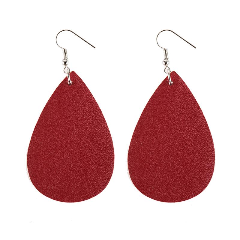 Cross-border Christmas Tree Double-sided PU Leather Teardrop Earrings