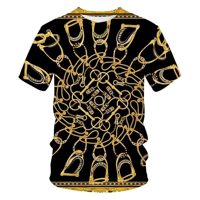 Luxury Baroque Golden Pattern T-shirt Unisex Unique 3D Print Crewneck T Shirts Men Personality Streetwear Fashion Trendy Tee Top