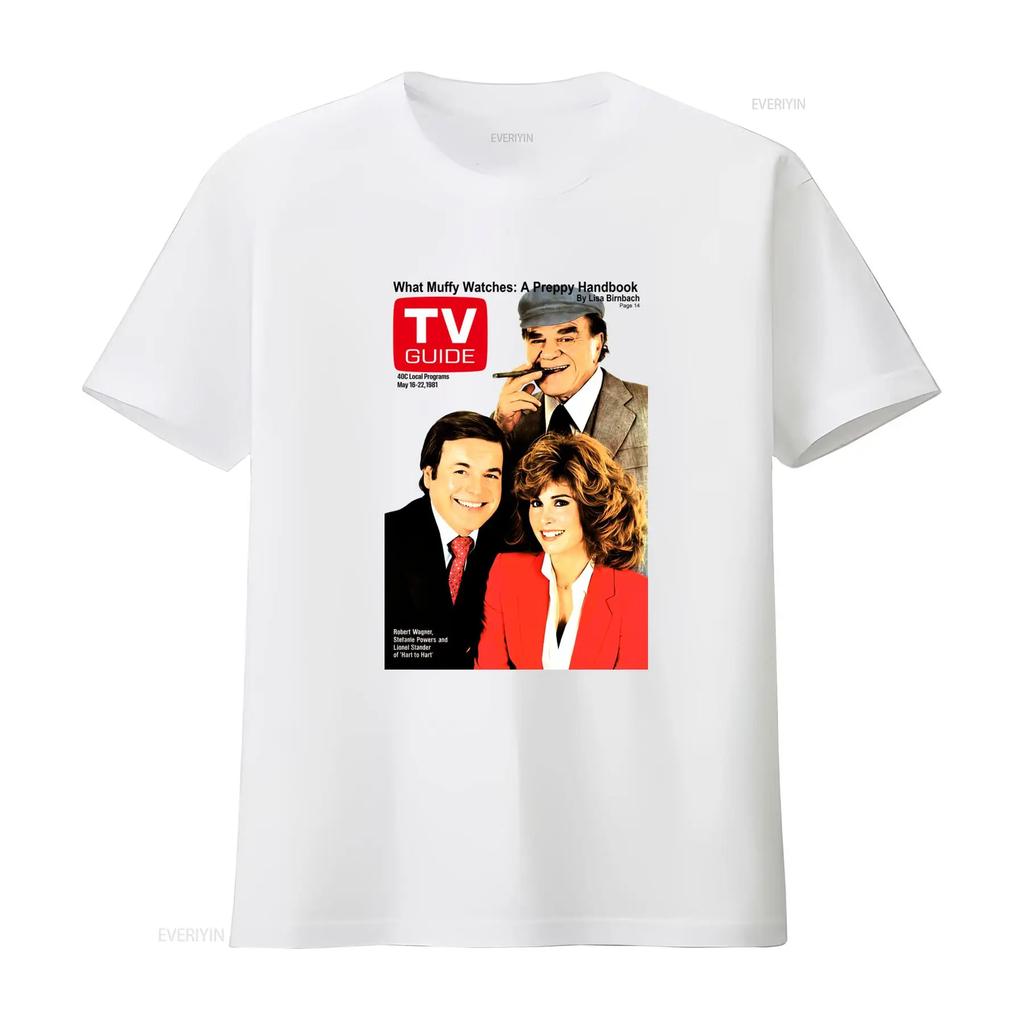 Retro Vintage Hart To TV Series Guide Cover Print Casual T Shirt Vintage Washed Soft Streetwear Designer Clothes Comfortable