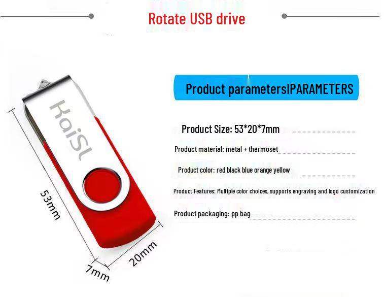 Custom Logo Swivel USB Flash Drive: 4GB, 16GB, 32GB - Ideal for Exhibitions and Creative Promotions.
