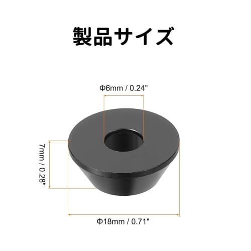 Stoooduo Aluminum Alloy Washers, M6, Pack of 10, Aluminum Cup Head Gaskets, Decorative Column Head Tapered Gaskets (Black)