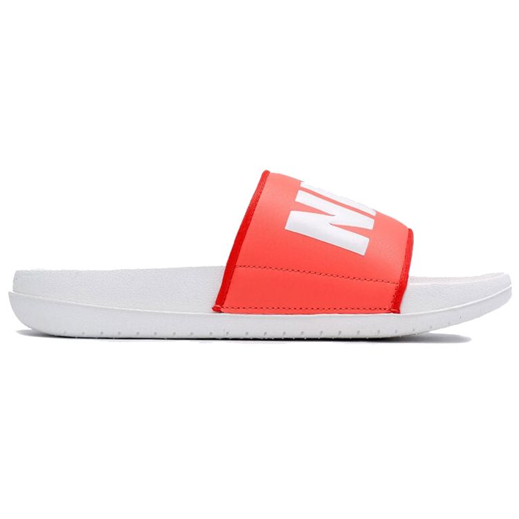 Nike Offcourt Slide Simple Rubber Sole Non-Slip Slide Sandals Women Footwear White Orange BQ4632-802