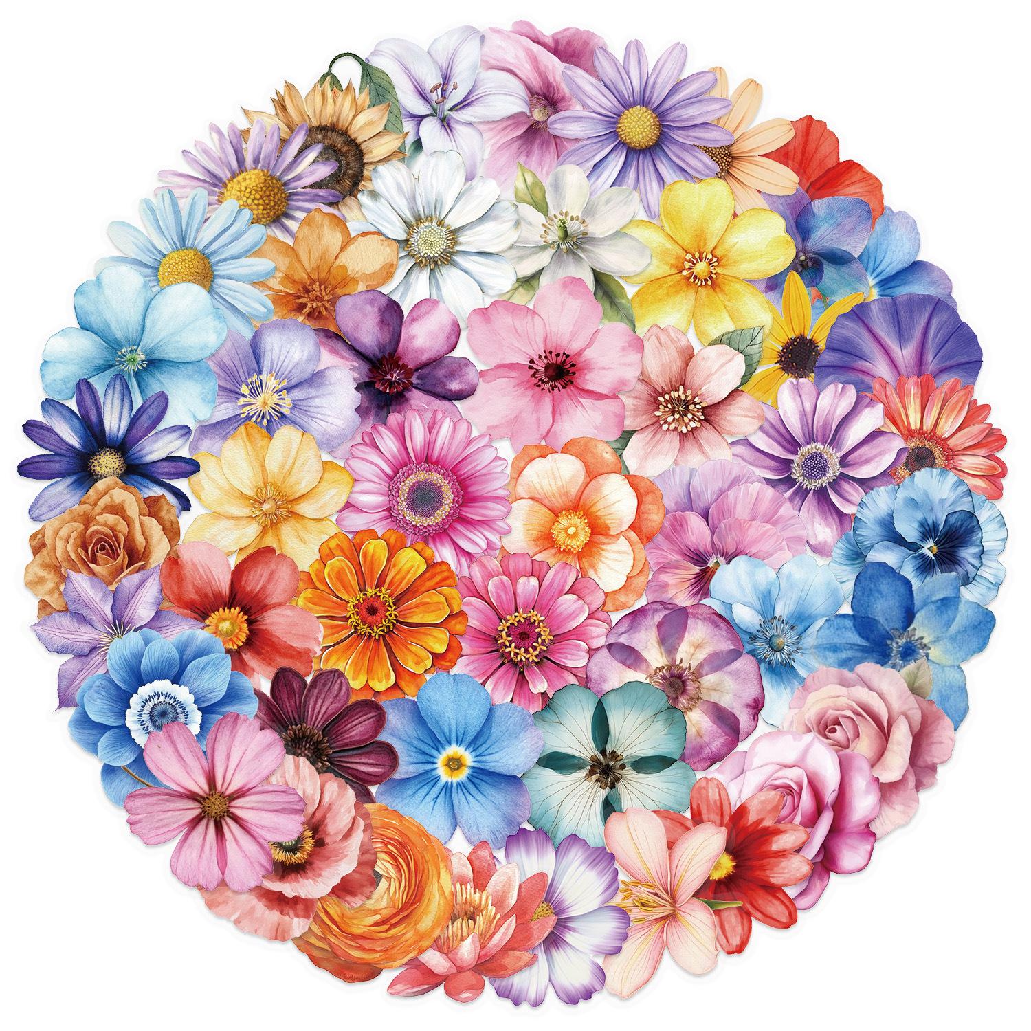 

50 Прозрачных Мультяшных Цветочных Наклеек Водонепроницаемый Прозрачный ПЭТ Декоративный Альбом для Рукоделия Гитара Блокнот