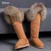 Fashion Fur One Real Fox Hair Over The Knee Boots Inside Elevating Women'S Boots Long Boots Super High Leather Waterproof Snow Boots