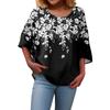 Summer Tops For Women Cute O Neck 3/4 Sleeve Blouses Floral Print Top Casual Shirts