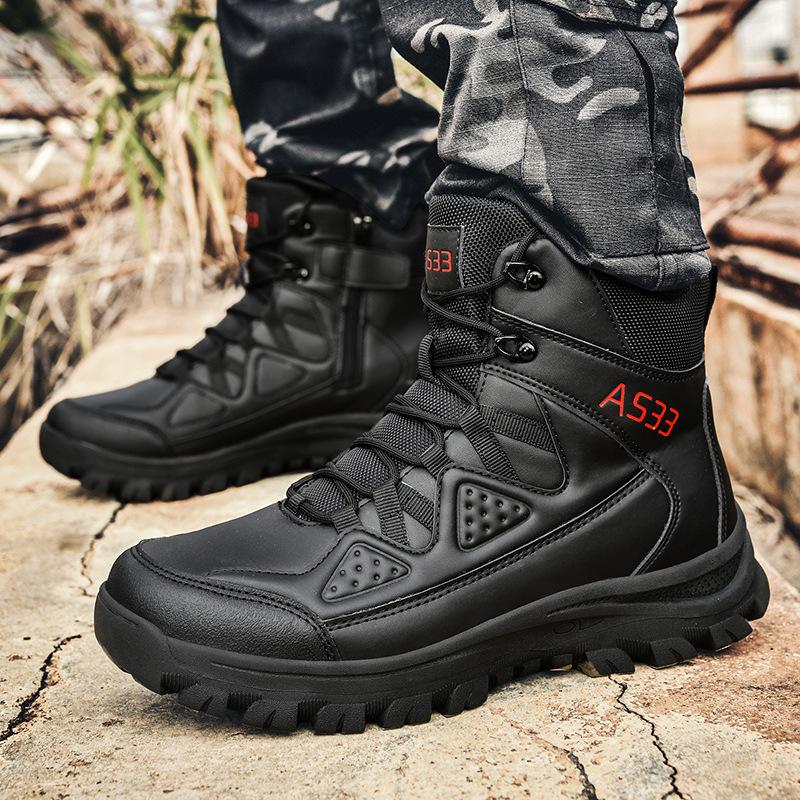 New High-top Combat Boots Non-slip and Wear-resistant Shock-absorbing Land Combat Boots Field Camping Outdoor Tactical Boots Mountaineering Shoes