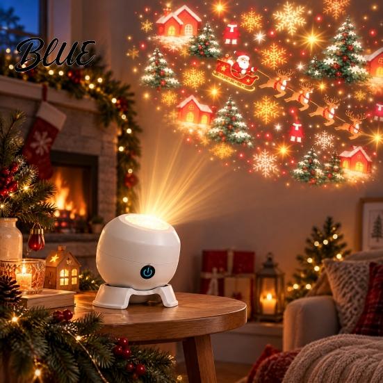 Holiday Party Projection Lamp Christmas Projector Light Santa Sleigh Night 360 Light Degree Rotating for Bedroom Indoor Decor Decorative