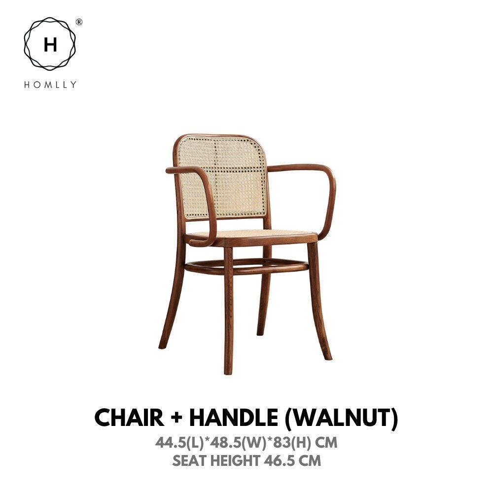 Homlly Natural Rattan Solid Wood Dining Chair