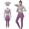 MiraiHiraki Sportswear Tennis and Sports Bra Size Women's 3-Piece Set Wear, Skirt, Leggings, (Purple, S)