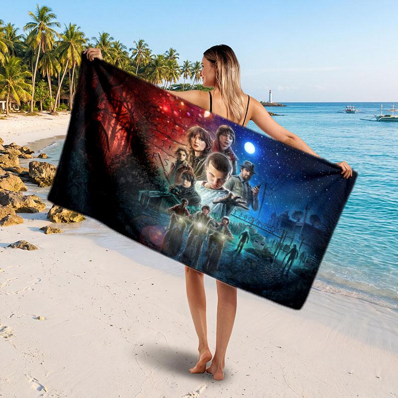 Large Beach TowelStranger Things Soft Absorbent Towel Beach Bath Home Use
