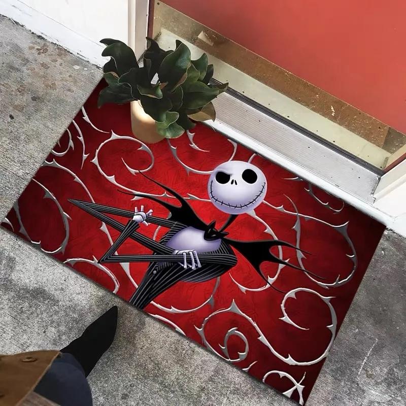Halloween 3D Horror Skeleton Pumpkin Illusion Doormat Non-Slip Decorative Floor Mat Indoor Outdoor Scary Halloween Home Decor