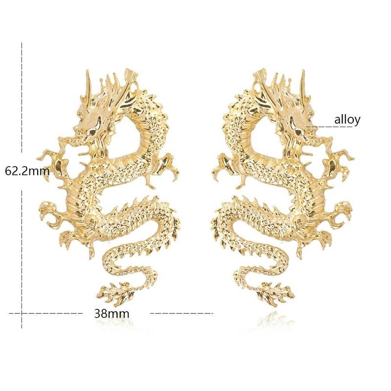 Vintage Chinese Style Dragon Stud Earrings for Women Trendy Punk Personality Animal Totem Earrings Statement Jewelry Gift