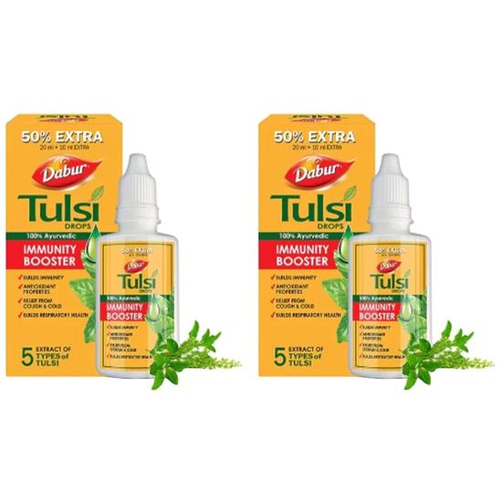 Dabur Tulsi Drops : 30ml (20ml + 10ml Free) | Contains Extracts of 5 Rare Tulsi | Boosts Immunity | Cough And Cold Relief | 100% Ayurvedic