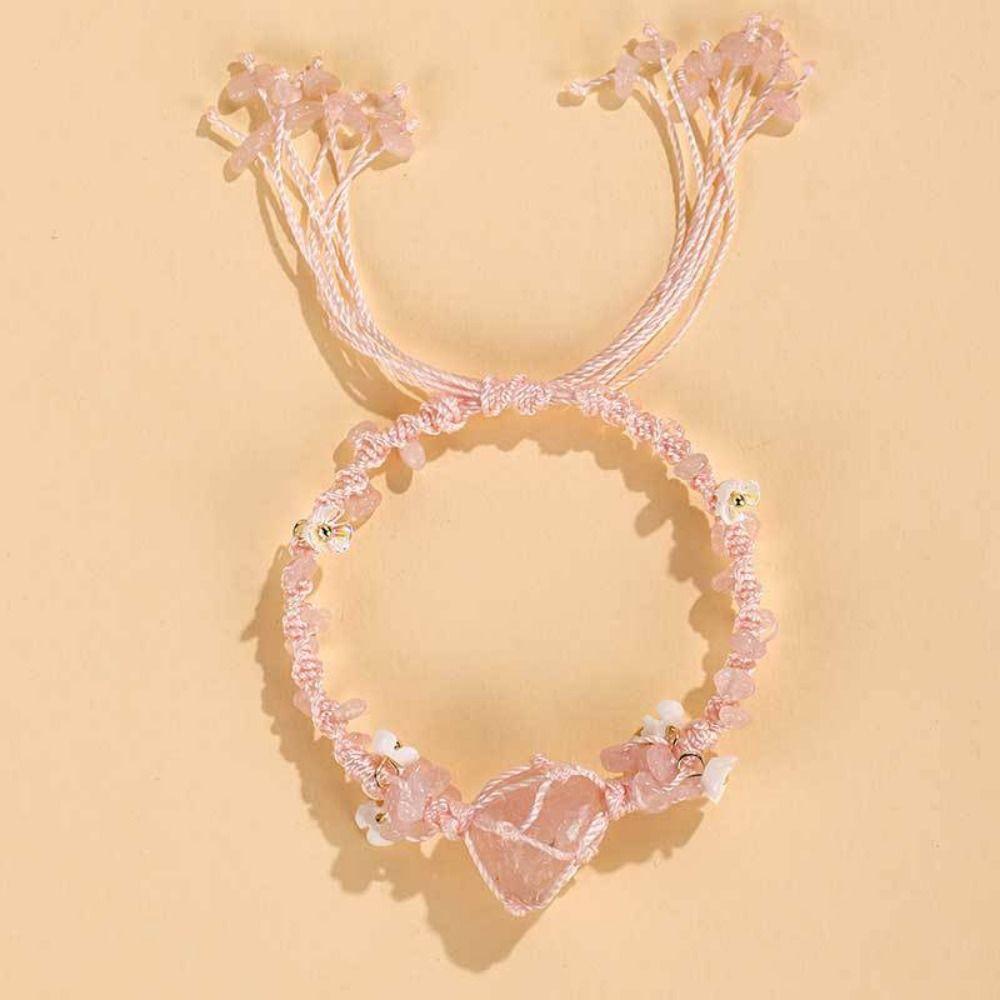 Chinese Style Natural Crystal Bangle With Butterfly Pendant Weaving Crystal Bracelets  Children