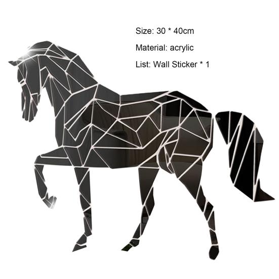 Glänzender Acryl-Aufkleber, selbstklebender Acryl-DIY-Spiegel-Pferd-Aufkleber für Zuhause