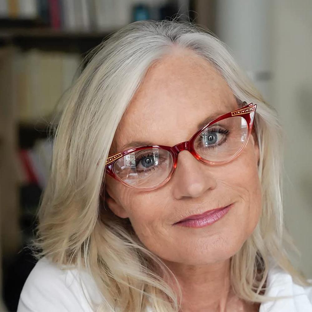 Modische Lesebrillen für Damen Katzenaugen-Stil Blaulichtfilter Computerbrillen Lesebrillen Mauerwerk-Rahmen Luxuriöses Design