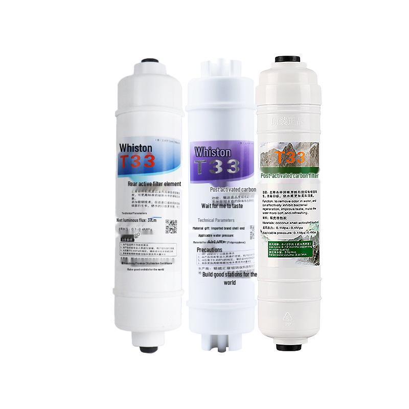 10-Inch Quick Connect Water Purifier Filter Cartridge, 1/2" & 3/4" T33 Post-Activated Carbon Core