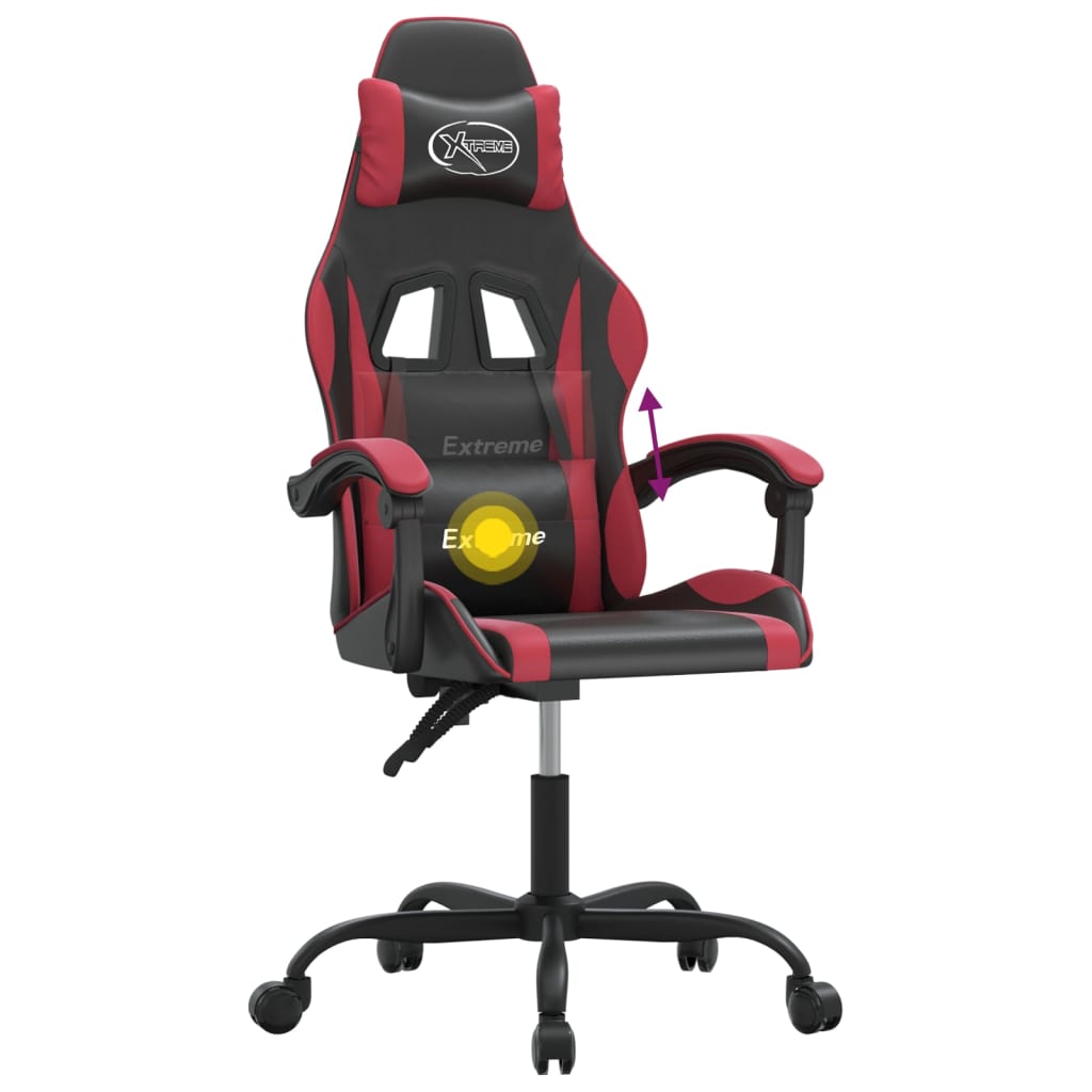Gaming Chair Swivel Black and Burgundy Artificial Leather