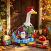 Porch Display Clothes for School Season, Polyester Dress Outfit with Red Cap, Sign and Fruit Charm for Garden Entry Placement, Figure Not Included