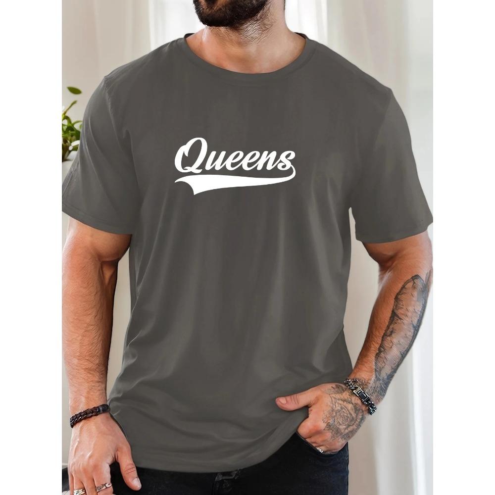 Men's Queens Pattern Summer Casual Crew Neck Short T-shirt