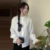 Shopping Mall Women's Clothing 1116 Spring and Autumn New Versatile Stand-up Collar Elegant Temperament New Chinese Jacquard Craft Shirt