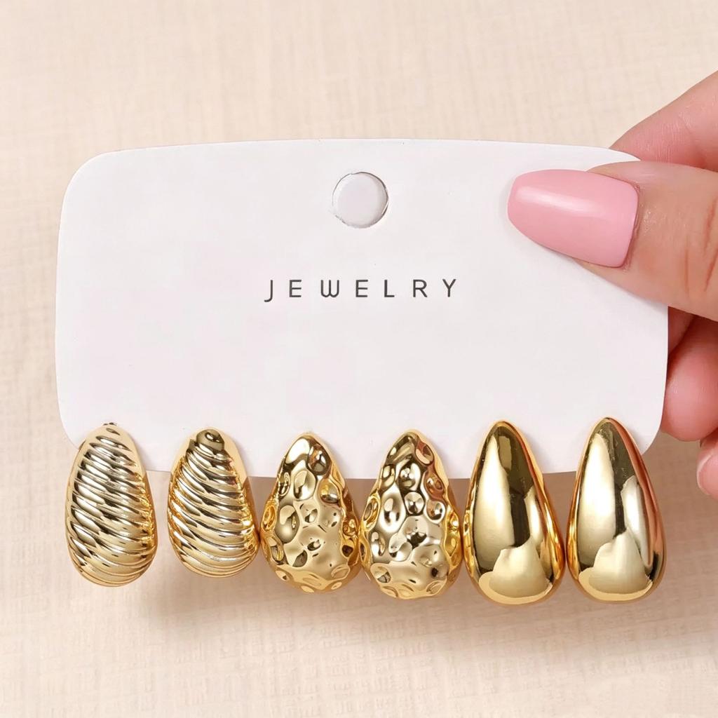 European and American new high-end gold personality exaggerated CCB earrings creative circle earrings set pair