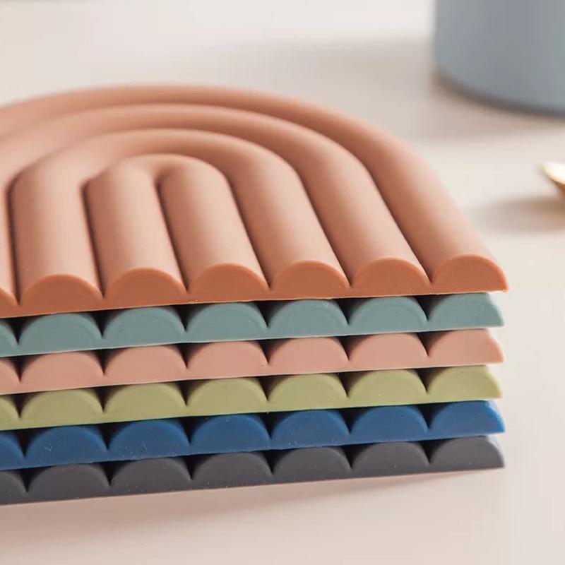 Rainbow Silicone Mat Pot Thermal Table Heat Resistant High Temperature Cup Thickened To Prevent Scalding