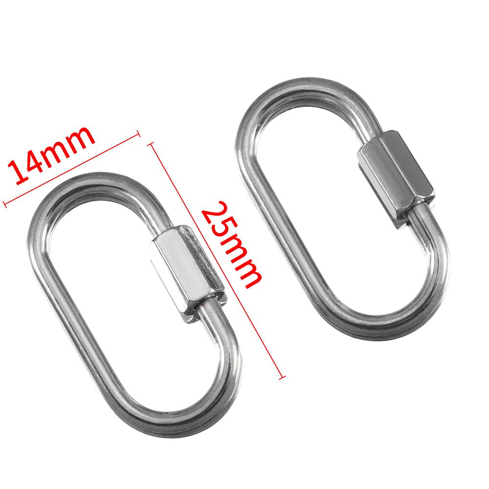 5pcs Stainless Steel D Oval Heart Shape Locking Carabiner Screw Clip Link Hook For DIY Keychain Holder Necklace Jewelry Making