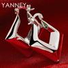 30MM 925 Sterling Silver Glossy Square Hoop Earrings for Women Fashion Charm Wedding Engagement Party Gift Jewelry Accessories