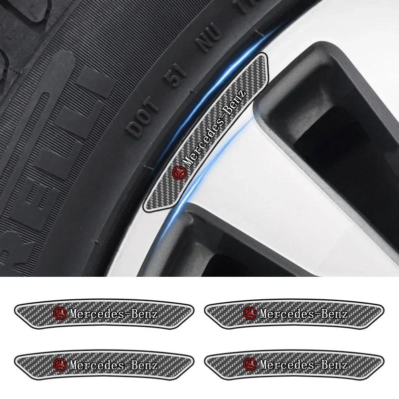 DLT2 4pcs Car Trim Badge Wheel Brow Decal Car Wheel Hub Sticker For Mercedes Benz B/C/E/S Class A Class C200L GLC GLK CLA Accessories