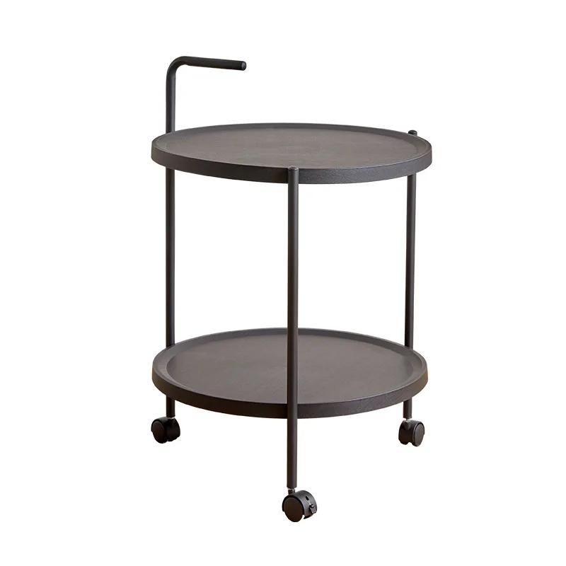 Sofa Small Round Table Balcony Light Luxury Round Small Apartment Side Table  Nordic Coffee Table Movable Dining Car Trolley