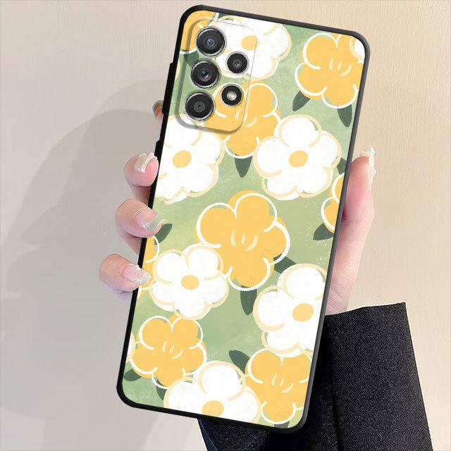 Czarny miękki futerał na telefon do Samsung Galaxy A13 A22 A72 A23 A33 A53 A32 A21s A71 A31 A51 A52 kolorowe kwiaty Capa Shell Cover