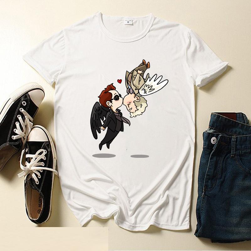 Good Omens Graphic T-Shirt Men Aziraphale Ineffable Go David Tennant Angel Amazing Woman Tees Short Sleeve T Shirt Original