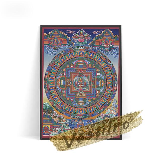 טנגקה טיבטית ציור קיר דתי אמנות הדפס פוסטר בודהיסטווה דיוקן רטרו ציור שמן ציור קיר אמונה בודהיסטית