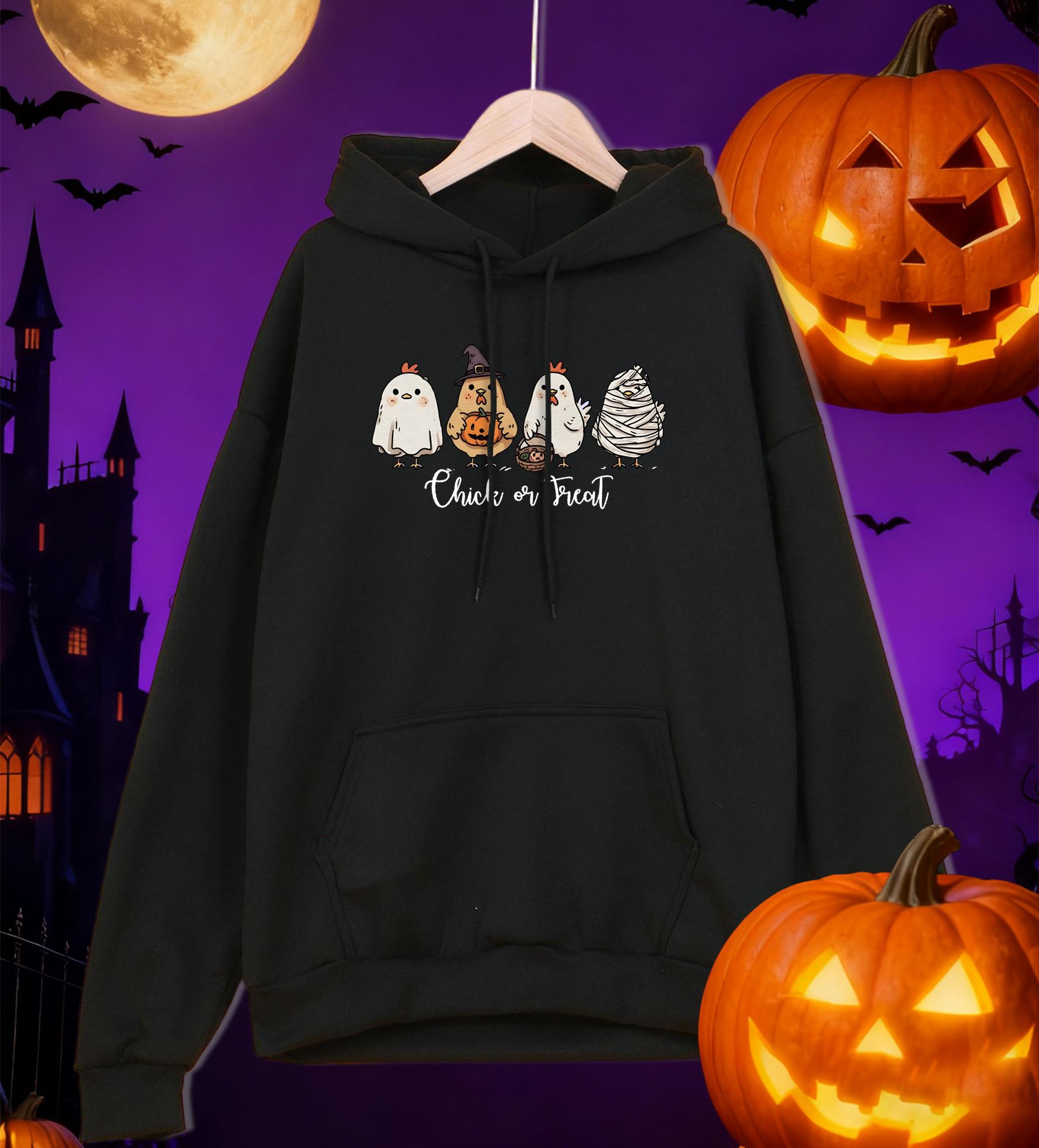 

Four Different Shaped Chicks Pattern Men Hoodie Trendy Multicolor Hoodies Casual All-Match Streetwear Loose Fleece Hoody 3XL