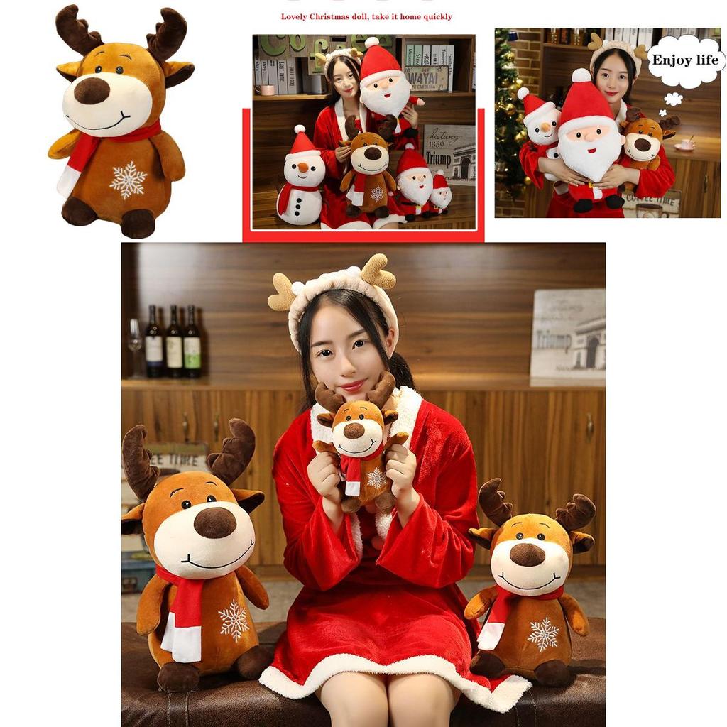 High Quality Christmas Plush Santa Elk Snowman Stuffed Toy For Kids Holiday Joy