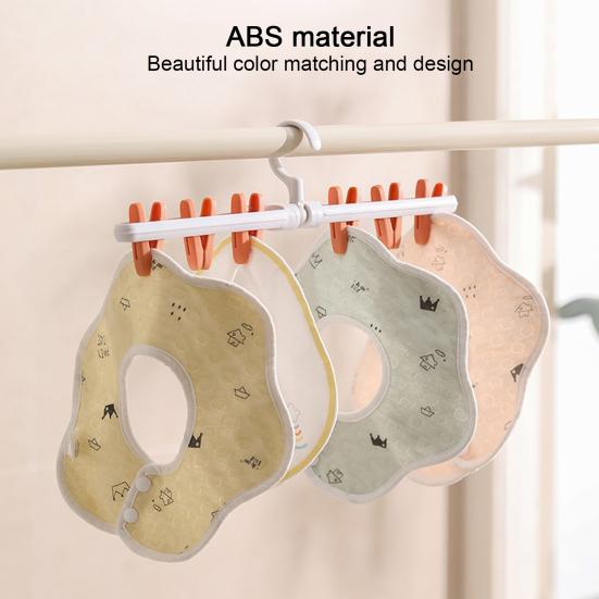 Clothes Drying Rack Small Folding Underwear Hangers with 6 Clips 360 Degree Rotatable Multifunctional Laundry Hanger for Socks Towels Bras Baby