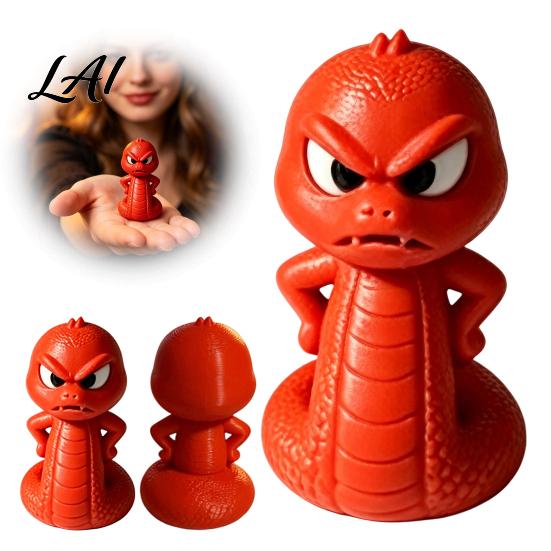 Desktop Decoration Ornament 3D Printed Snake Ornament Cartoon Angry Little Figurine Collectibles for Desk Durable PLA Home Office Display