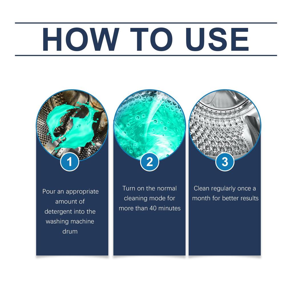 Washer cleaner Stain remover All models fit Odor elimination Freshness Low foaming formula protects the inner tube